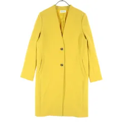 PLST プラステ 長袖 Vネック ノーカラーコート S イエロー レディース 古着
