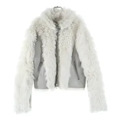 DIESEL (ディーゼル) L-Aurel デザインムートンジャケット ホワイト/グレー A14481