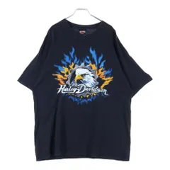 HARLEY DAVIDSON (ハーレーダビッドソン) 00s VINTAGE EAGLE S/S Tee 2002 イーグル 両面プリント 半袖Tシャツ カットソー ブラック