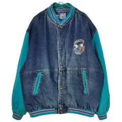 90年代 STARTER スターター NBA シャーロット・ホーネッツ デニムスタジアムジャケット プロチーム バスケ(メンズ XL)中古 古着 X3522のサムネイル
