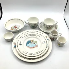 【え沖】WEDGWOOD ウェッジウッド ピーターラビット 旧刻印 食器 まとめ売り プレート/ボウル/カップ＆ソーサー 英国製 MD0S02015
