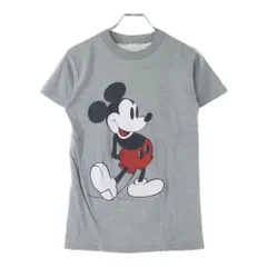 VINTAGE (ヴィンテージ) 70-80S Disney Mickey Mouse 白足 プリント 半袖Tシャツ グレー