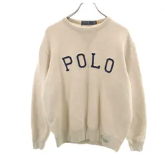 POLO RALPH LAUREN ポロラルフローレン 長袖 スウェット トレーナー M ベージュ系 裏起毛 メンズ 古着