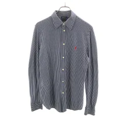 POLO RALPH LAUREN ポロラルフローレン ストライプ柄 長袖 シャツ LG ネイビー メンズ 古着