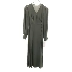 未使用 FRAY I.D フレイアイディー 長袖 カシュクール ロングワンピース 0 0 カーキ系 レディース 古着