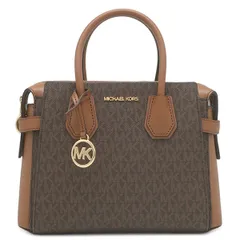 マイケルコース Michael Kors 2WAYバッグ MERCER トップジップ ベルテッド サッチェル スモール PVC レザー ブラウン ゴールド金具 茶  35F2GM9S1B 【保存袋】【中古】