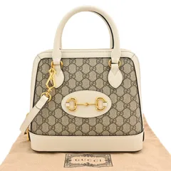 グッチ GGスプリーム ホースビット 2way ハンドバッグ ブラウン×ホワイト Sランク gu4588gr