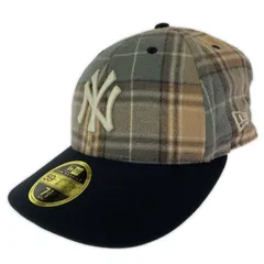 NEW ERA ニューエラ ×MLB NYヤンキース 59FIFTY タグ付きキャップ size7 3/8/ベージュ×グレー×ネイビー