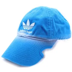 BALENCIAGA (バレンシアガ) ×adidas アディダス ロゴ刺繍キャップ ベースボール ブルー 723749 410B2