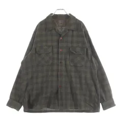 PENDLETON (ペンドルトン) 60s VINTAGE ヴィンテージ チェック ウール オープンカラー長袖ボードシャツ グリーン/ブラウンのサムネイル