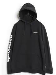 【お得なクーポン配布中!】 パタゴニア スウェット フード パーカー メンズ L / 19年製 アウトドア トレーナー ストレッチ プルオーバー 袖 プリント 裏起毛 ブラック