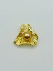 SV 真珠 南洋 白蝶 ゴールド ブローチ ペンダント 1PC 13.0mm SOUTH SEA PEARL SILVER シルバー 金メッキ