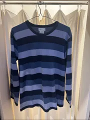 A-1324 agnes b アニエスベー アニエス ロンT ボーダー 長袖シャツ コットン ネイビー等 サイズ2 日本製