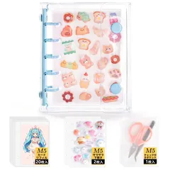 女の子 はがせる PPシート シールノート 透明シール帳バインダー 大容量 手帳 プリクラ バインダー プリ帳 帳 収納 シール 【リフィル20枚&下敷き2枚&ポケット1枚・4サイズ展開】 推し活グッズ クリア (クリア-ブルー 透明 M5) シール帳