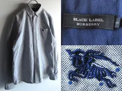 希少 BURBERRY BLACK LABEL バーバリーブラックレーベル ホースロゴ刺繍 ドット柄 オックスフォード BDシャツ 2 グレー