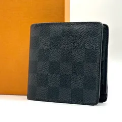 【黒で語る漢】　LOUIS VUITTON　ポルトフォイユマルコ 二つ折り財布 ダミエグラフィット 札入れ メンズ コンパクトウォレット　ブラック