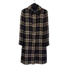  Aquascutum アクアスキュータム アルパカ混 ツイード ロングコート チェック柄 日本製 9【AT404】のサムネイル