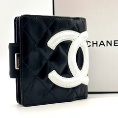 反骨を纏うココ✨　CHANEL　カンボンライン 二つ折り財布 がま口 マトラッセ ココマーク　ブラック×ピンク