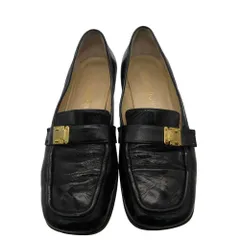 LOUIS VUITTON ルイヴィトン ローファー パンプス シューズ ゴールド金具 ベルト パテントレザー 38 24.5cm 黒 レディース 【中古】