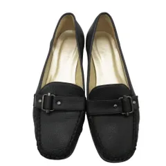 美品 DIANA ダイアナ ローファー モカシン パンプス シューズ ベルト レザー 43357 靴 サイズ24.5cm ブラック 黒 レディース 【中古】