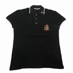 DOLCE&GABBANA ドルチェ＆ガッバーナ ポロシャツ 半袖 エンブレム ロゴ 刺繍 カットソー 46/M ブラック メンズ 【中古】