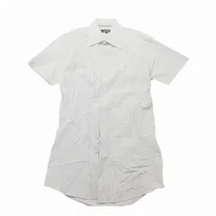 BURBERRY BLACK LABEL バーバリー ブラック レーベル ストライプ ドレス シャツ 半袖 ホース 刺繍 38/S 白 グレー メンズ 【中古】