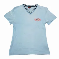 D&G DOLCE&GABBANA ドルチェアンドガッバーナ Vネック Tシャツ 半袖 ジャージー カットソー M 水色 メンズ 【中古】