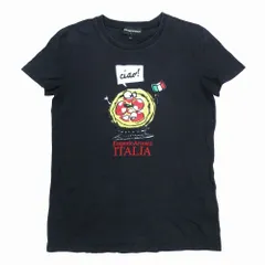 EMPORIO ARMANI エンポリオアルマーニ プリント Tシャツ 半袖 クルーネック プルオーバー 44/S 黒 レディース 【中古】
