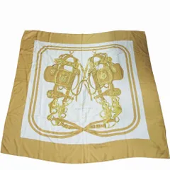 HERMES エルメス カレジュアン ブリッド・ドゥ・ガラ スカーフ カレ140 イエロー  レディース 【中古】
