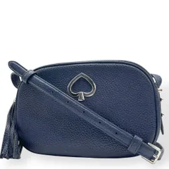 極美品　Kate Spade ショルダーバッグ　斜め掛け　レザー　ネイビー　本革