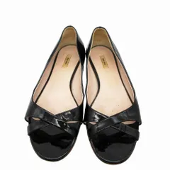 miu miu ミュウミュウ フラット シューズ ぺたんこ パンプス クロスモチーフ 靴 イタリア製 36.5 23.5cm 黒 レディース 【中古】