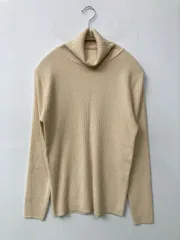 CINEMA CLUB シネマクラブ ニット/セーター L ベージュ 無地 ミドル丈 長袖 タートルネック/ハイネック