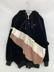 Rady レディ パーカー S ブラック ベロア 裏起毛 バックプリント ワンポイント ブランドロゴ 刺繍 ジップアップ 長袖