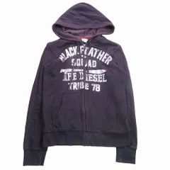DIESEL ディーゼル ジップアップ パーカー ロゴプリント フーディ 長袖 M パープル ユニセックス 【中古】
