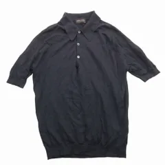 JOHN SMEDLEY ジョンスメドレー 英国製 コットン ニット ポロシャツ 半袖 トップス ネイビー サイズXS メンズ 【中古】