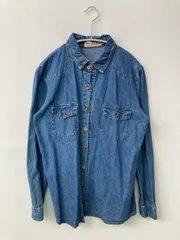 Ruyi シャツ/ブラウス M ブルー デニム 無地 ミドル丈 長袖 レギュラーカラー