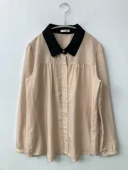 C・O・L・Z・A コルザ シャツ/ブラウス L ベージュ 無地 ミドル丈 長袖 レギュラーカラー