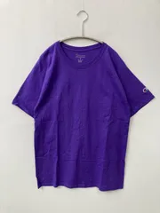 Champion チャンピオン Tシャツ/カットソー M パープル 無地 ワンポイント ブランドロゴ 半袖 クルーネック(丸首)