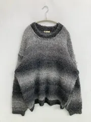 JaVa ジャバ ニット/セーター M グレー ウール・ニット ボーダー柄 ミドル丈 長袖 クルーネック(丸首)