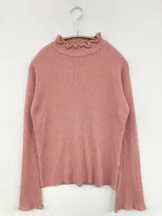 E hyphen world gallery peace イーハイフンワールドギャラリーピース ニット/セーター F ピンク 無地 フリル ミドル丈 長袖 タートルネック/ハイネック