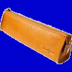 スリム 本革 おしゃれ レザー 筆箱 革 イタリアンレザー スムーズな ペンケース ファスナー 小さい Teporna] 万年筆 ペン [Dom 文房具 ブラウン