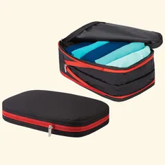 S) (ブラック スペース節約 パッキング 洋服 衣類 便利グッズ 圧縮バッグ ダブルファスナー 圧縮ポーチ トラベルポーチ 旅行用圧縮袋