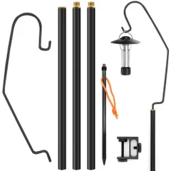 テーブル 2way 軽量 打ち込み式 コンパクト 頑丈 自立式 安定性強化 1.5mm極厚ポール 耐荷重2kg ランタンポール アウトドア キャンプ用品 ランタンスタンド 収納ケース付き