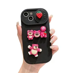 【新品】 LUCKCOF ケース For iPhone 11 Pro Max 可愛い熊 立体 ベア 韓国 漫画 人気 カップル動物耐衝撃ソフトケースカバ シリコン 衝撃吸収 落下防止 アイフォン 11 Pro Max 專用スマホ 特製スマホケース レンズ保護 