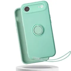 【新品】 GOKIGIOD 適用 iphone Air ケース リング ストラップ付き シリコン アイフォン エア カバー リング付き シリコーン アイフォンair スマホケース 薄型 軽量 バンパー ストラップホール 携帯カバー 耐衝撃 ライトシアン 1
