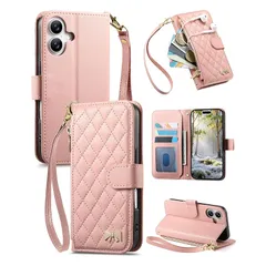 【新品】 For iPhone 16 Plus ケース 手帳型 ファッション 菱形 リボン 財布型 カード収納 ストラップ チャック付き スタンド機能 人気 おしゃれ 女性 iPhone16Plus 用 スマホケース アイフォン16プラス カバー 6.7イ 0