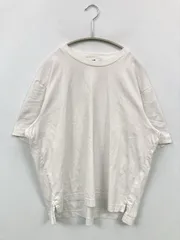 UNIQLO U ユニクロユー Tシャツ/カットソー L ホワイト 無地 ミドル丈 半袖 クルーネック(丸首)