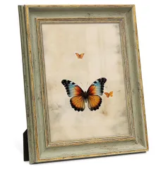 Afuly 額縁 A4 フォトフレーム おしゃれ 写真立て アンティーク風 置き掛け兼用 グリーン ゴールド 賞状 額縁 縦横兼用 写真フレーム 結婚式 記念写真 誕生日 プレゼント 感謝状 栄誉証書 絵画 装飾