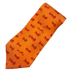 ☆HERMES エルメス メンズ 小物 ネクタイ シルク オレンジ