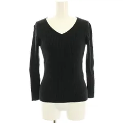 グリーンレーベルリラクシング ユナイテッドアローズ green label relaxing ＤリブVネックニット カットソー 黒 ブラック 長袖 3513-119-1409 /HN